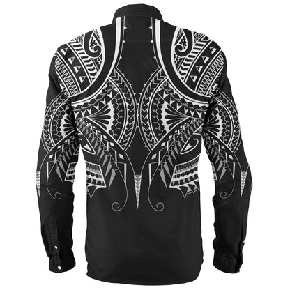 Hawaii Custom Personalised Long Sleeve Shirt Black Polynesian Tribal Tatau Design