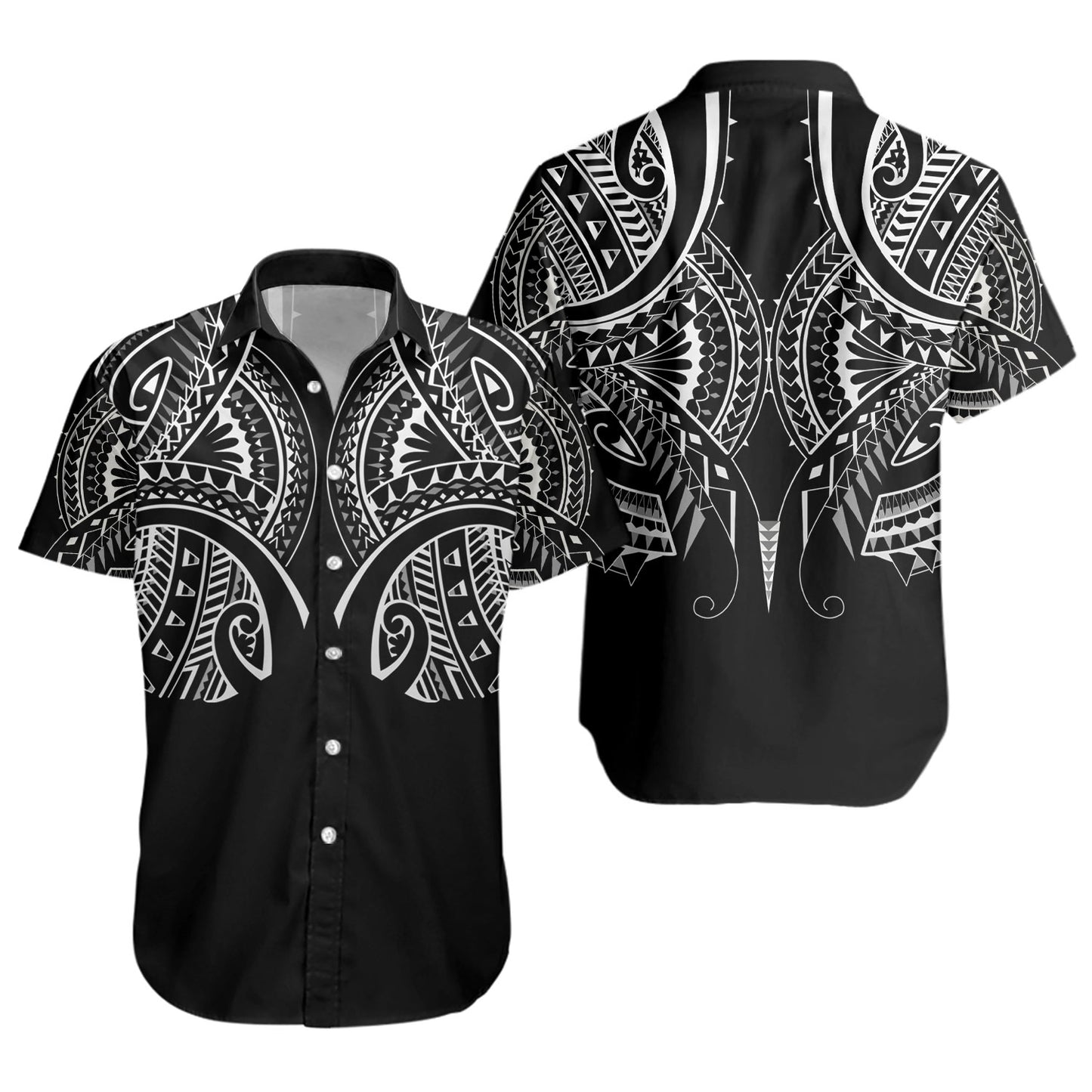 Hawaii Custom Personalised Short Sleeve Shirt Black Polynesian Tribal Tatau Design