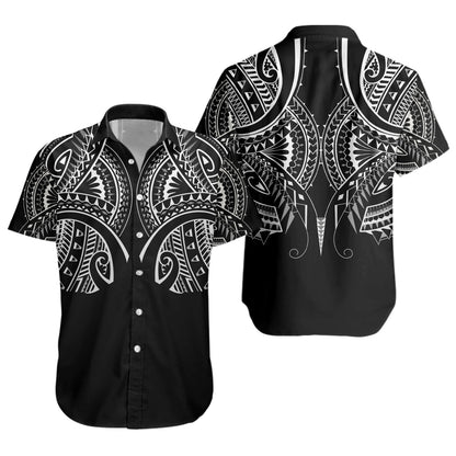 Hawaii Custom Personalised Short Sleeve Shirt Black Polynesian Tribal Tatau Design