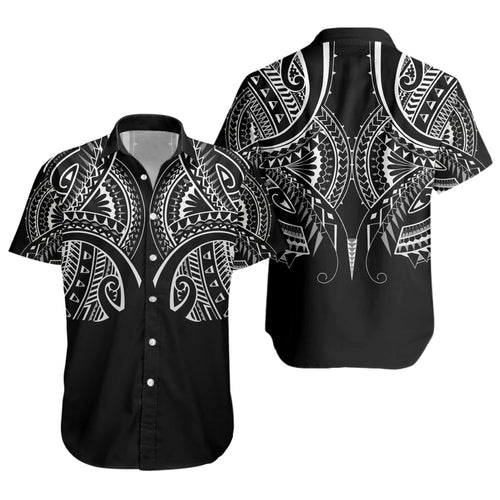 Hawaii Custom Personalised Short Sleeve Shirt Black Polynesian Tribal Tatau Design