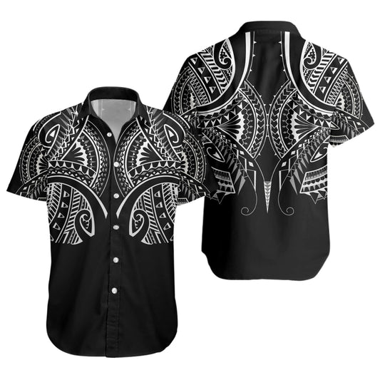 Hawaii Custom Personalised Short Sleeve Shirt Black Polynesian Tribal Tatau Design