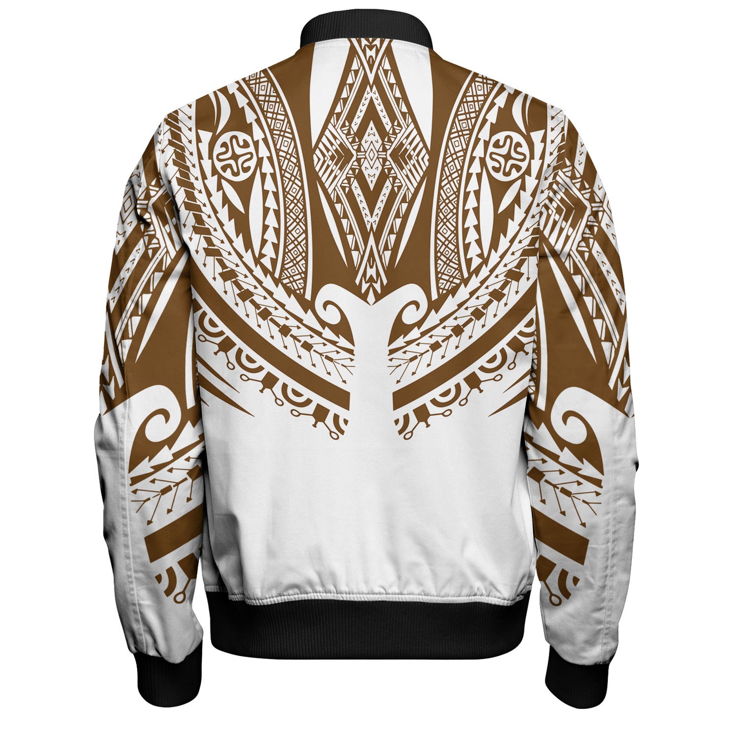 Polynesian Bomber Jacket Custom Polynesian Tattoo Style (Brown)