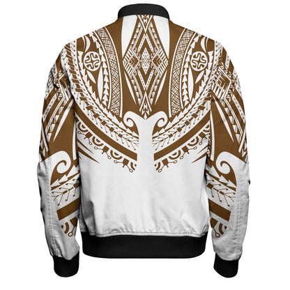 Polynesian Bomber Jacket Custom Polynesian Tattoo Style (Brown)