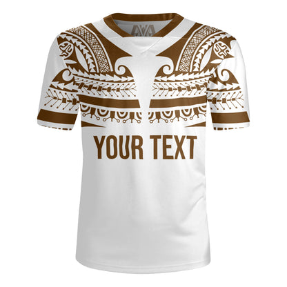 Polynesian Rugby Jersey Custom Polynesian Tattoo Style (Brown)