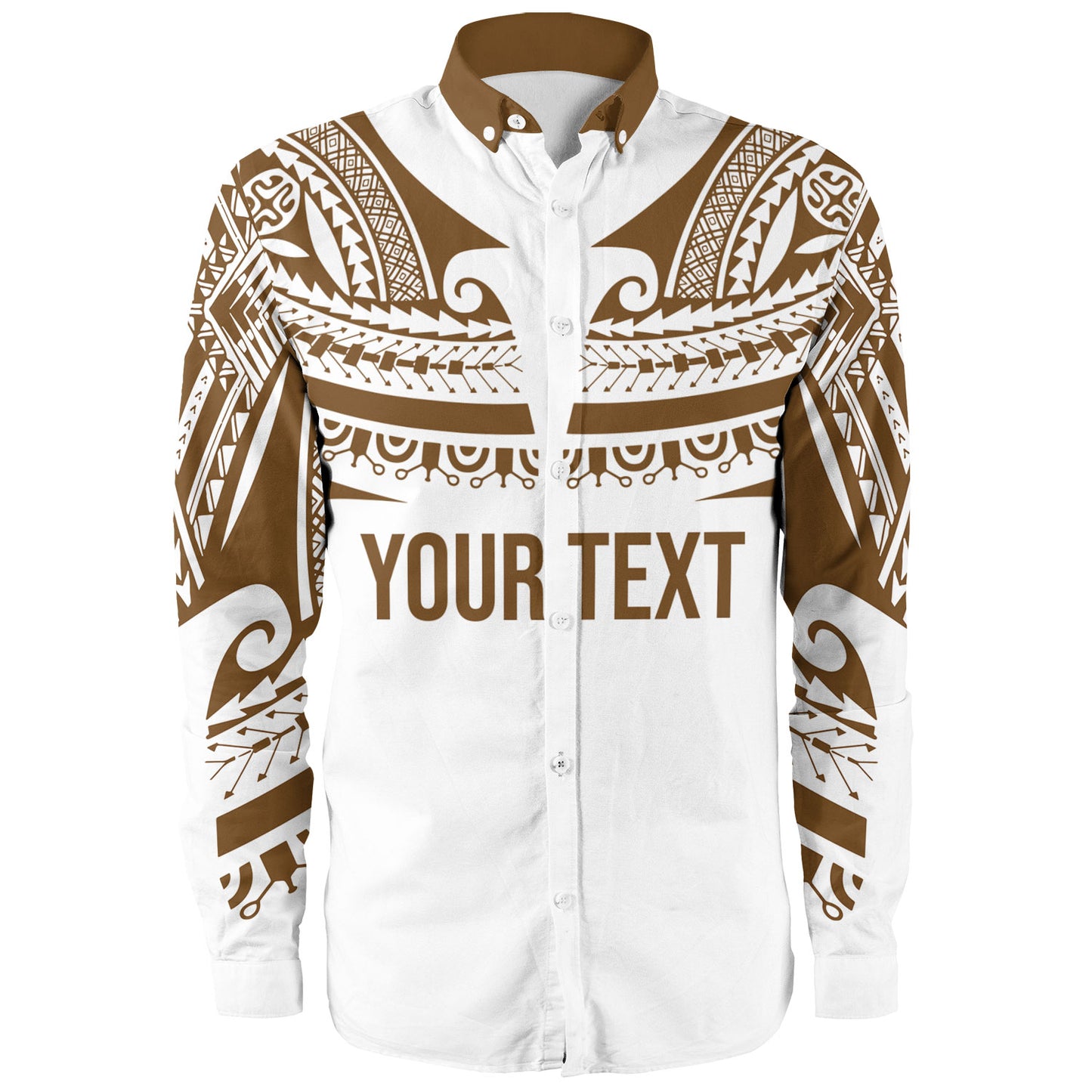 Polynesian Long Sleeve Shirt Custom Polynesian Tattoo Style (Brown)