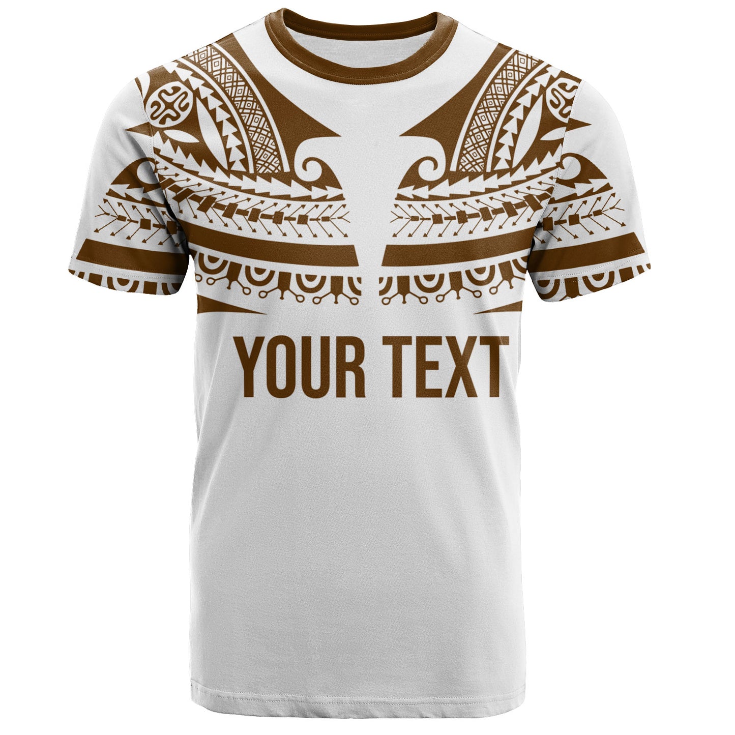 Polynesian T-Shirt Custom Polynesian Tattoo Style (Brown)