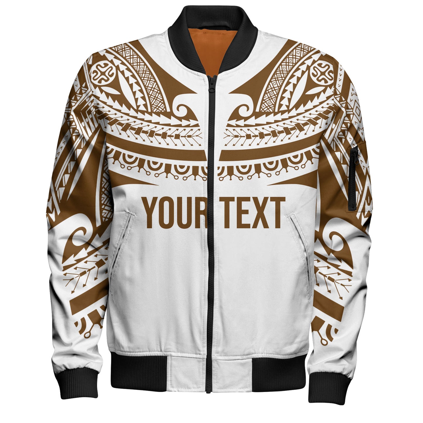 Polynesian Bomber Jacket Custom Polynesian Tattoo Style (Brown)