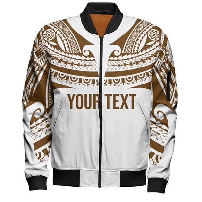 Polynesian Bomber Jacket Custom Polynesian Tattoo Style (Brown)