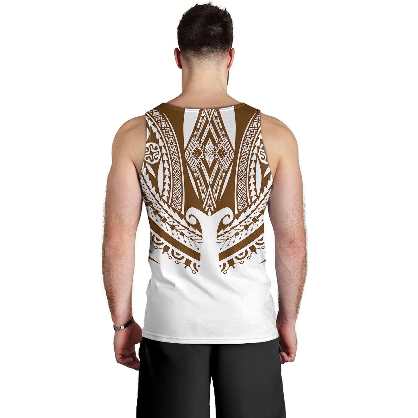 Polynesian Tank Top Custom Polynesian Tattoo Style (Brown)