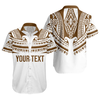 Polynesian Short Sleeve Shirt Custom Polynesian Tattoo Style (Brown)