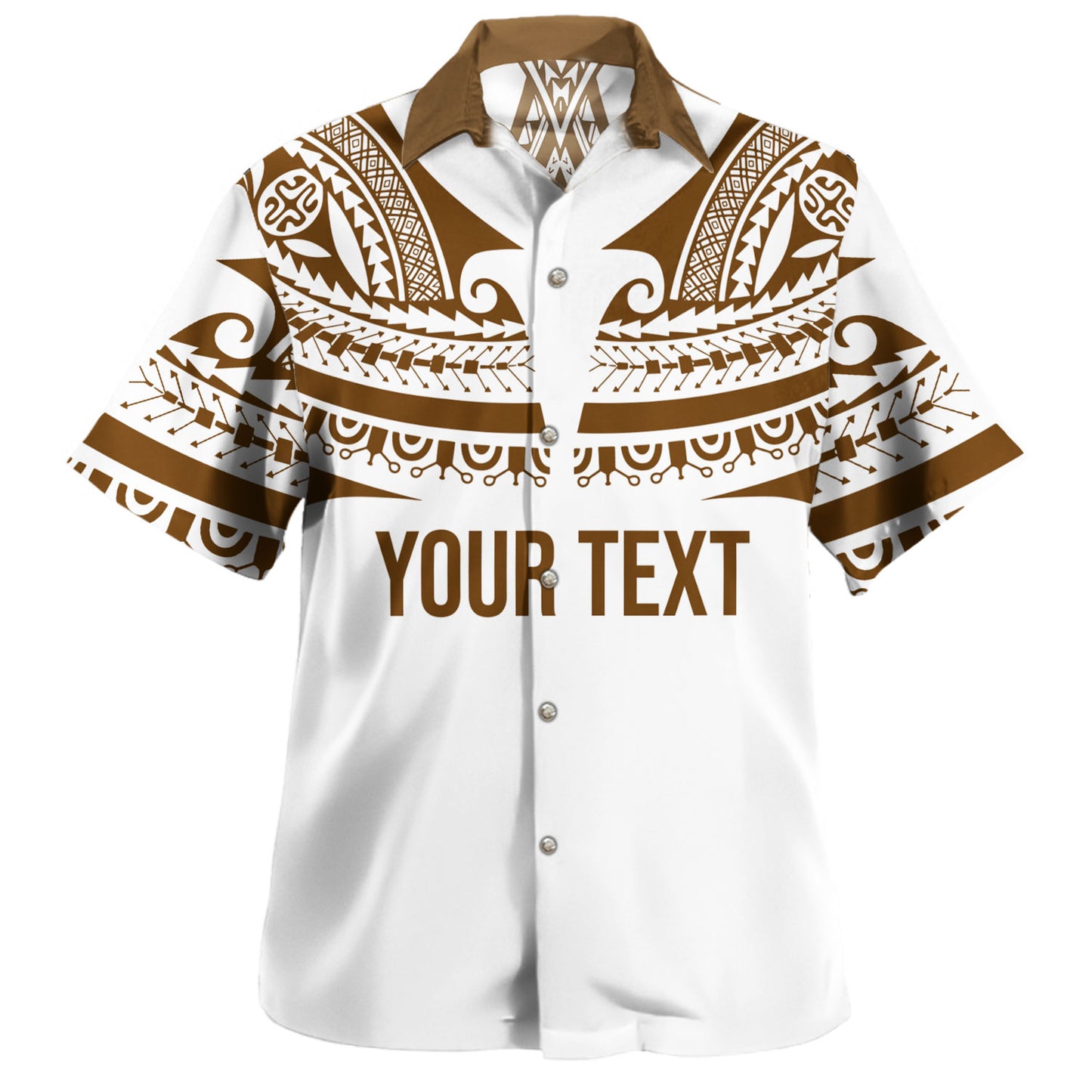 Polynesian Hawaiian Shirt Custom Polynesian Tattoo Style (Brown)