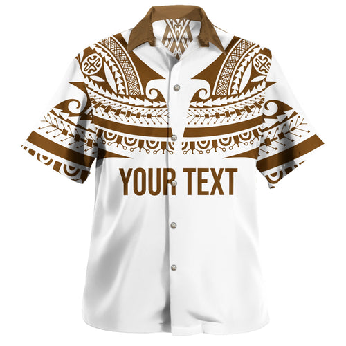 Polynesian Hawaiian Shirt Custom Polynesian Tattoo Style (Brown)