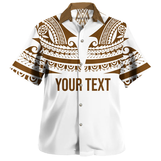 Polynesian Hawaiian Shirt Custom Polynesian Tattoo Style (Brown)
