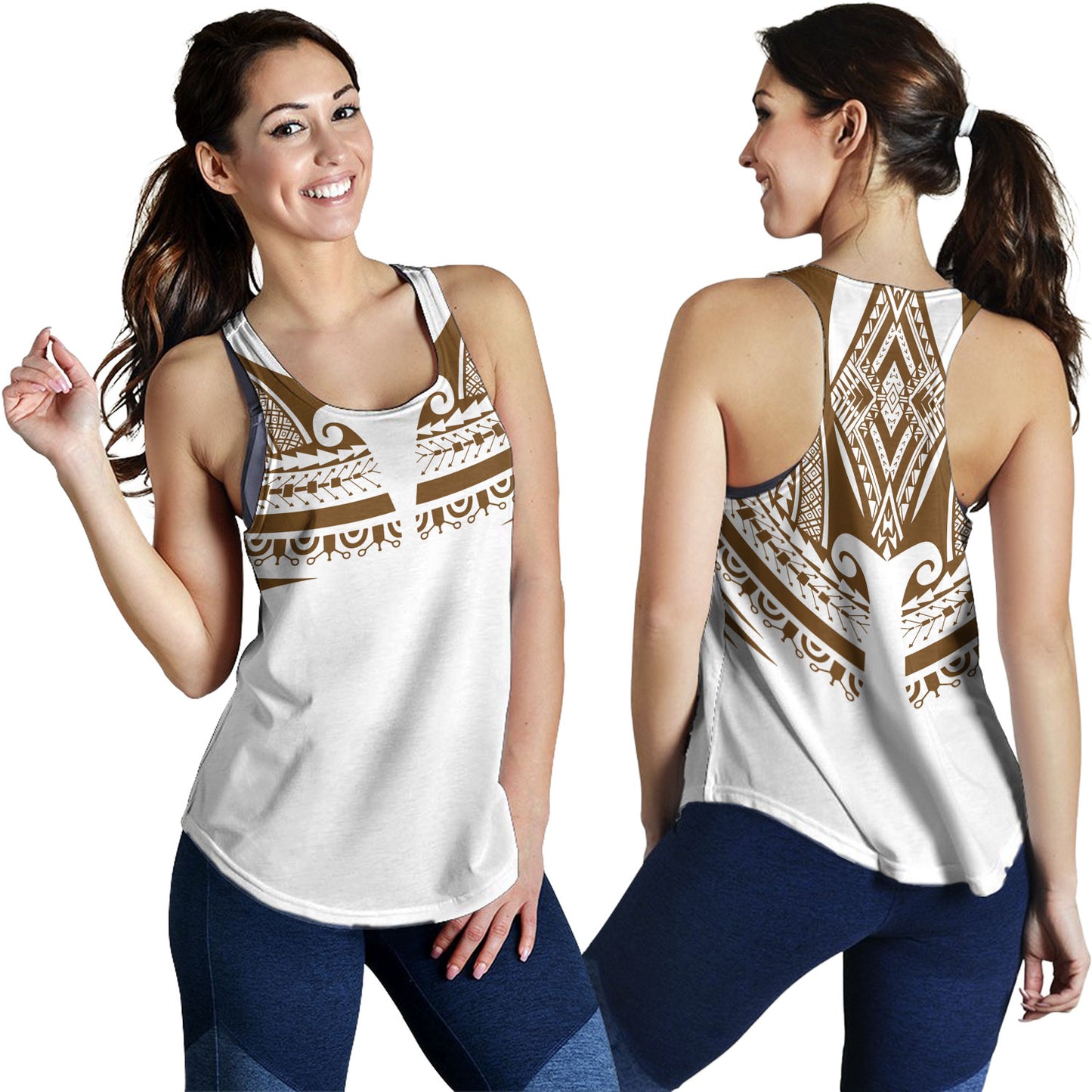 Polynesian Women Tank Custom Polynesian Tattoo Style (Brown)