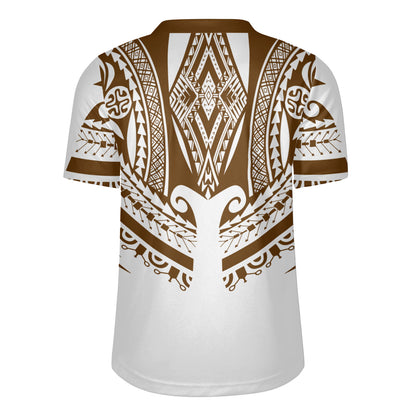 Polynesian Rugby Jersey Custom Polynesian Tattoo Style (Brown)