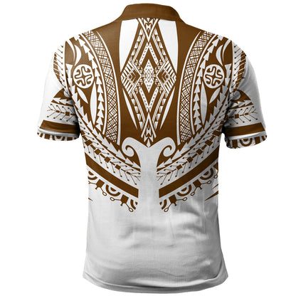 Polynesian Polo Shirt Custom Polynesian Tattoo Style (Brown)