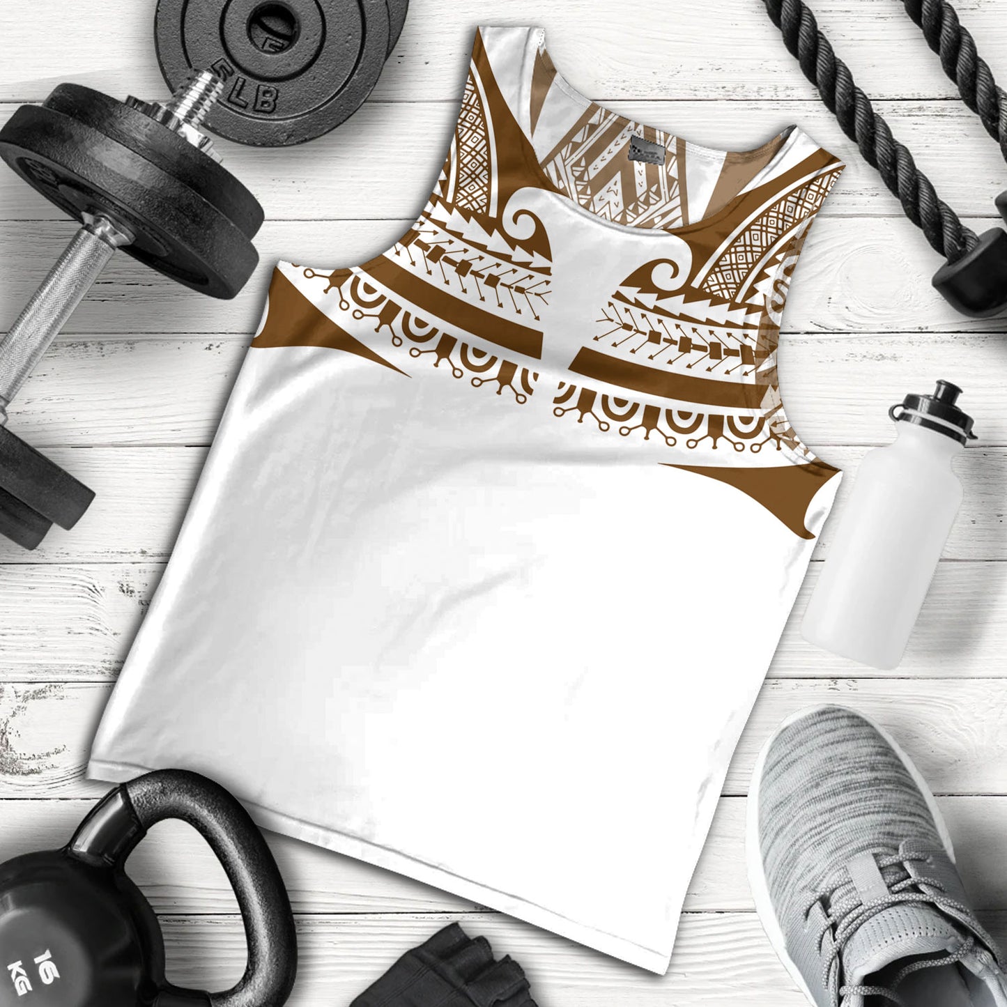 Polynesian Tank Top Custom Polynesian Tattoo Style (Brown)