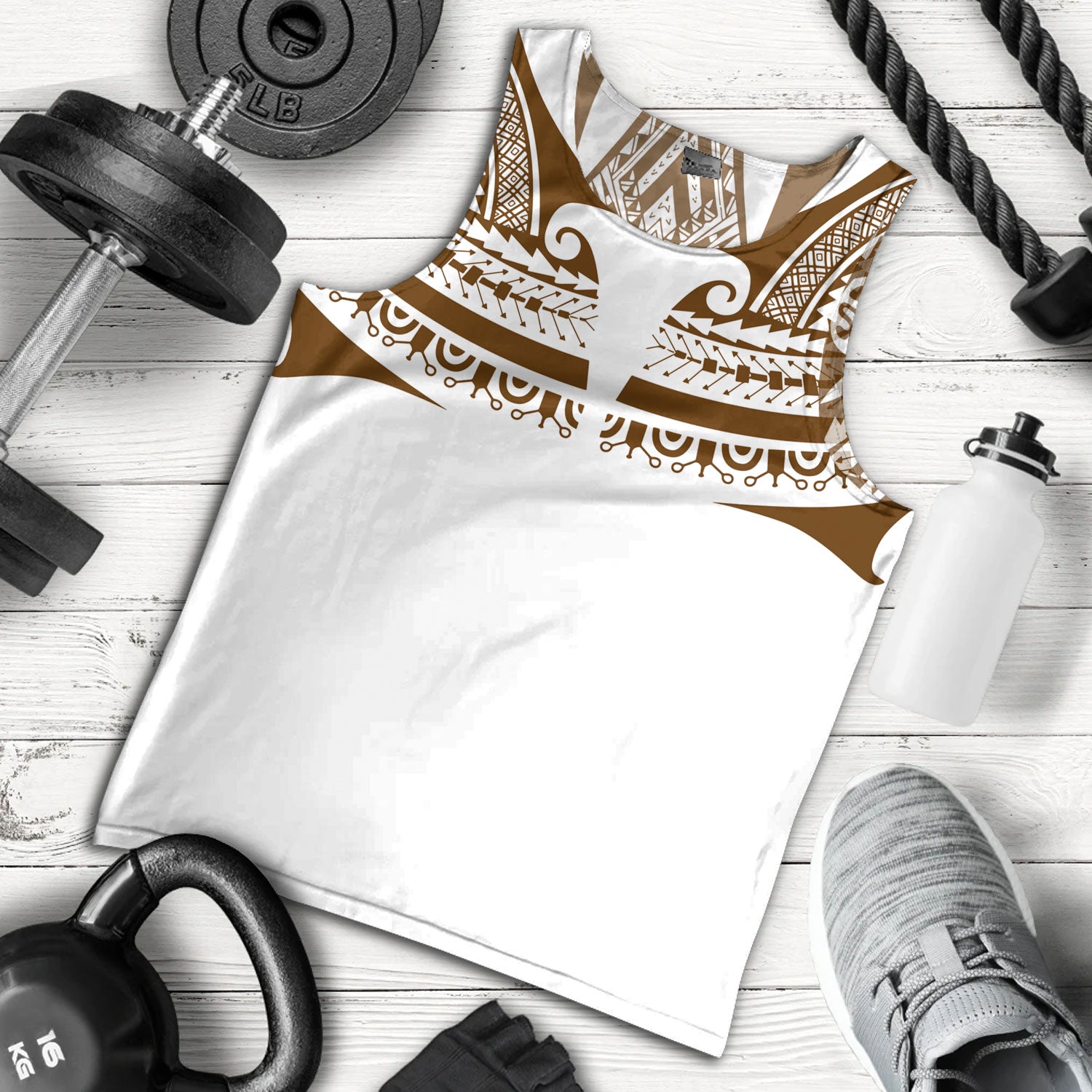 Polynesian Tank Top Custom Polynesian Tattoo Style (Brown)