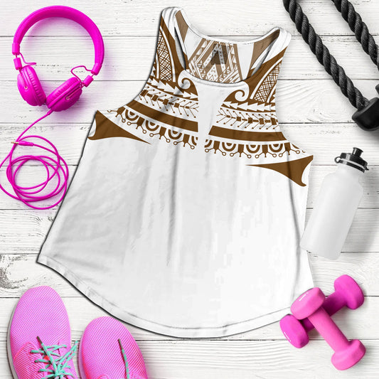 Polynesian Women Tank Custom Polynesian Tattoo Style (Brown)