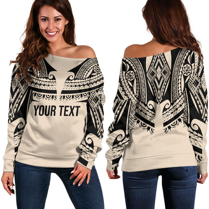 Polynesian Custom Personalised Off Shoulder Sweatshirt Polynesian Tattoo Style