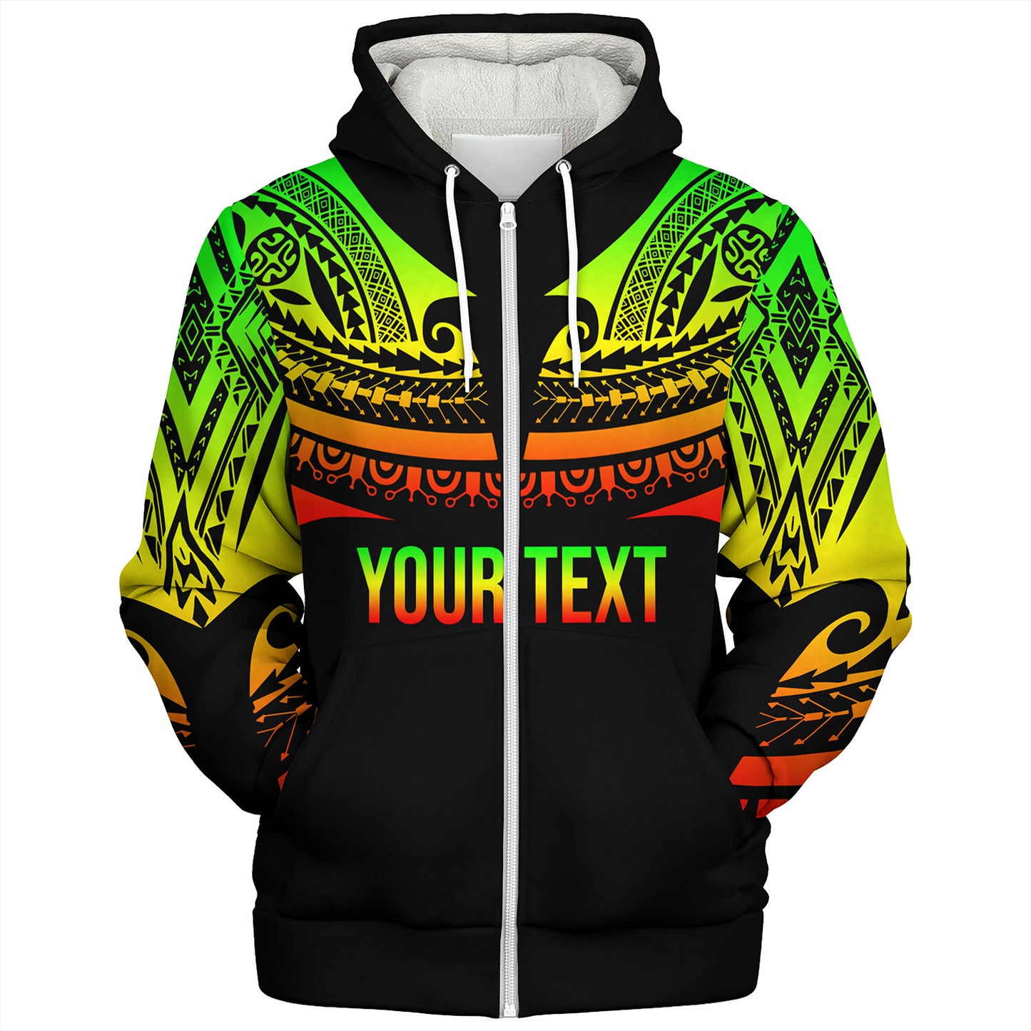 Polynesian Custom Personalised Sherpa Hoodie Polynesian Tattoo Style