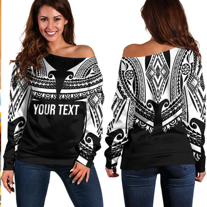 Polynesian Custom Personalised Off Shoulder Sweatshirt Polynesian Tattoo Style
