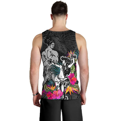 Hawaii Tank Top Hawaiian Girl And Warrior With Tropical Flowers