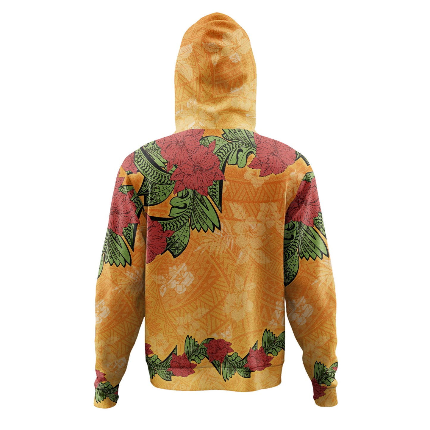 Polynesian Hoodie Tropical Flowers Polynesian Tribal Motif