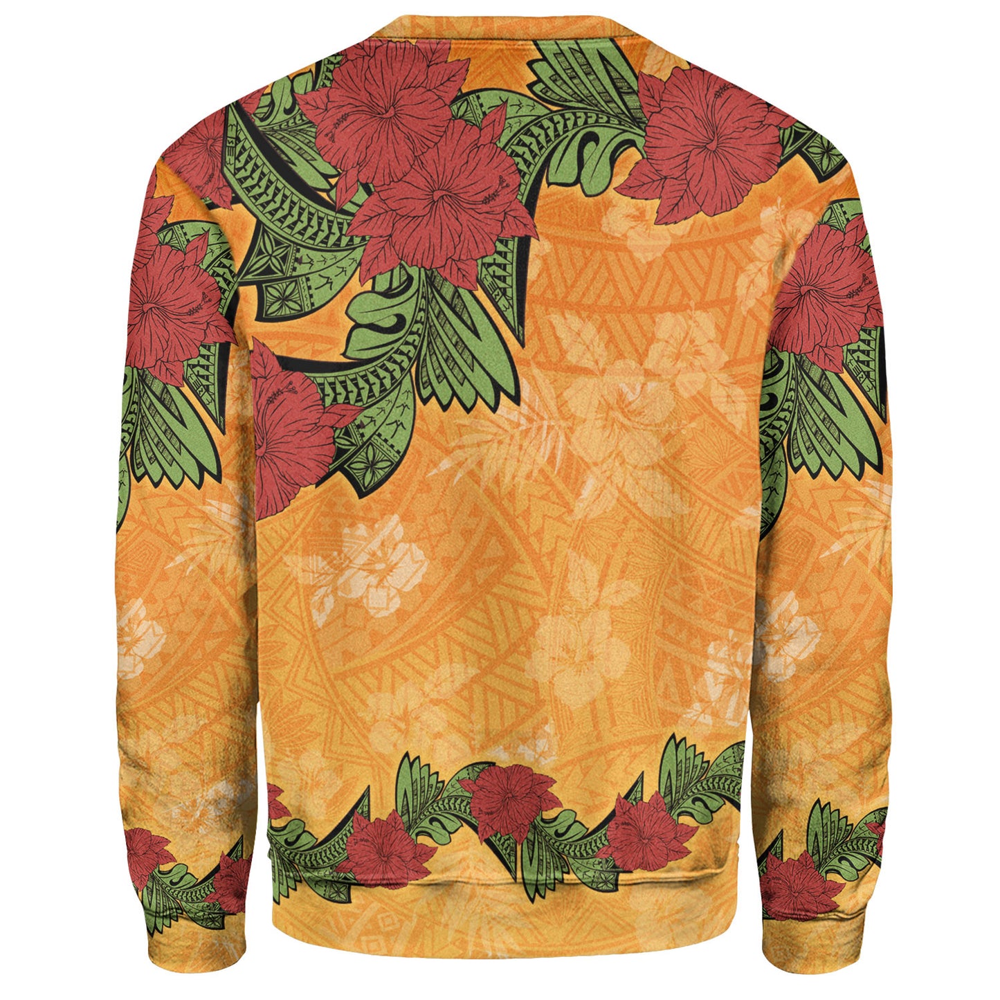 Polynesian Sweatshirt Tropical Flowers Polynesian Tribal Motif