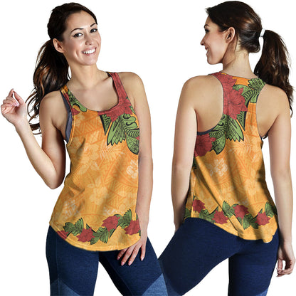 Polynesian Women Tank Tropical Flowers Polynesian Tribal Motif