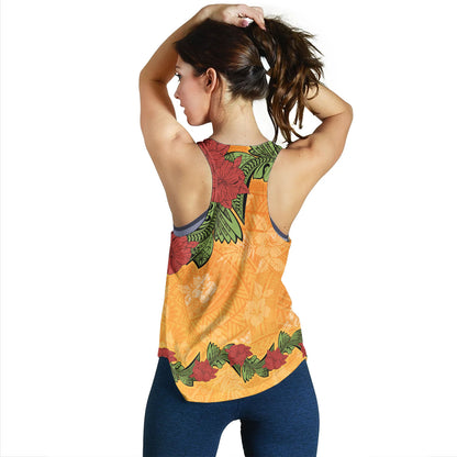 Polynesian Women Tank Tropical Flowers Polynesian Tribal Motif