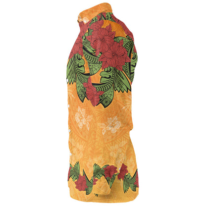 Polynesian Long Sleeve Shirt Tropical Flowers Polynesian Tribal Motif