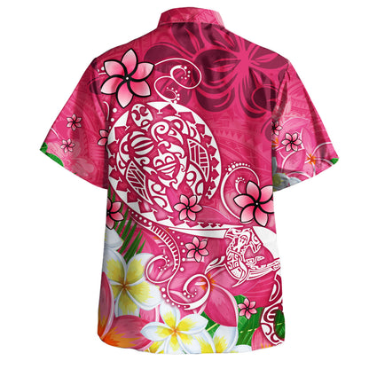 Polynesian Hawaiian Shirt Turtle Plumeria Pink Color