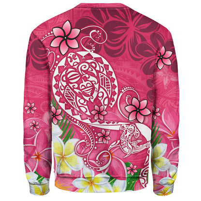 Polynesian Sweatshirt Turtle Plumeria Pink Color