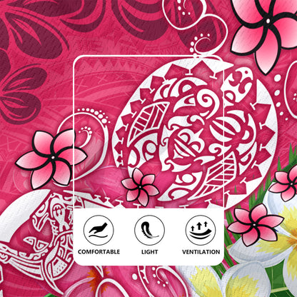 Polynesian Rugby Jersey Turtle Plumeria Pink Color