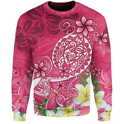 Polynesian Sweatshirt Turtle Plumeria Pink Color