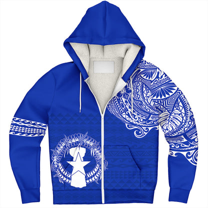 Northern Mariana Islands Sherpa Hoodie Polynesian Flag With Coat Of Arms