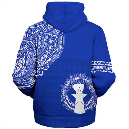 Northern Mariana Islands Sherpa Hoodie Polynesian Flag With Coat Of Arms
