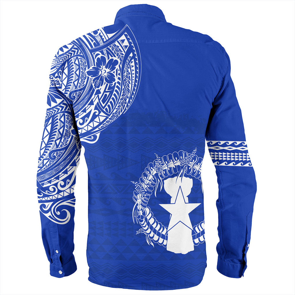 Northern Mariana Islands Long Sleeve Shirt Polynesian Flag With Coat Of Arms