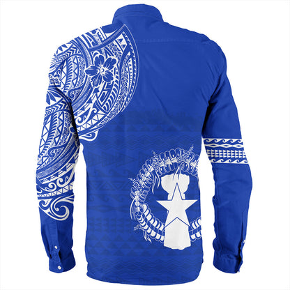 Northern Mariana Islands Long Sleeve Shirt Polynesian Flag With Coat Of Arms