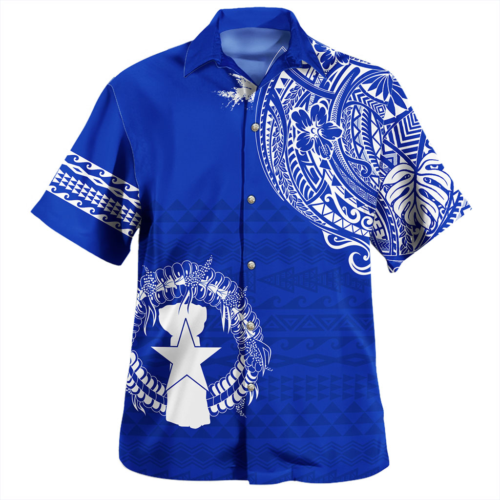 Northern Mariana Islands Hawaiian Shirt Polynesian Flag With Coat Of Arms