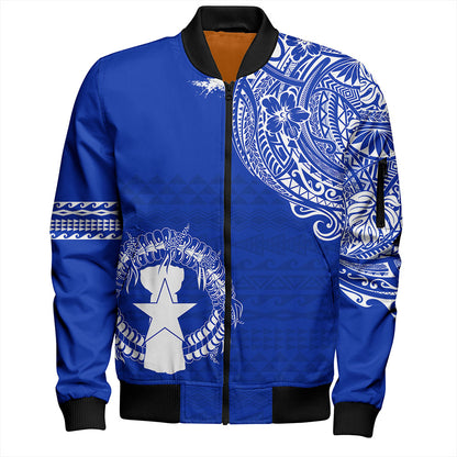 Northern Mariana Islands Bomber Jacket Polynesian Flag With Coat Of Arms