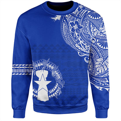 Northern Mariana Islands Sweatshirt Polynesian Flag With Coat Of Arms