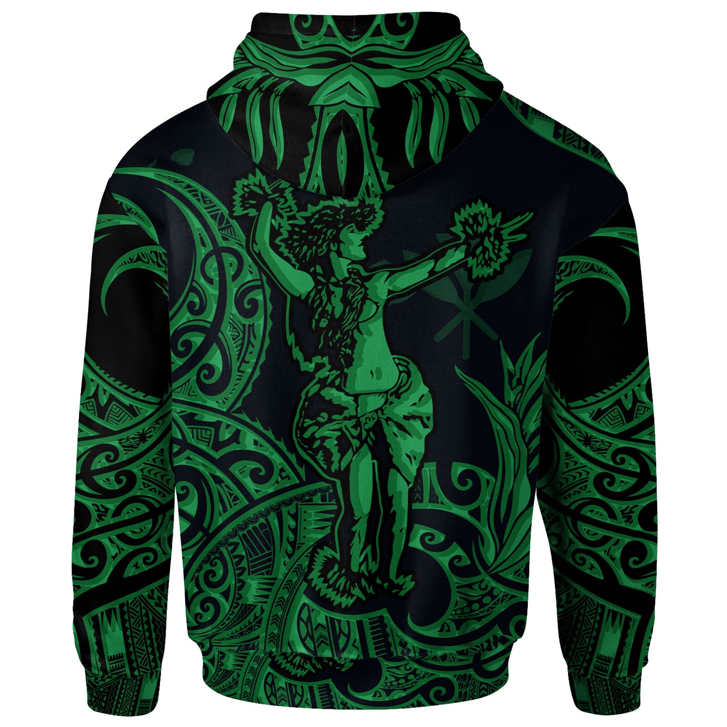 Polynesian Hawaii Hoodie - Hula Girl Green