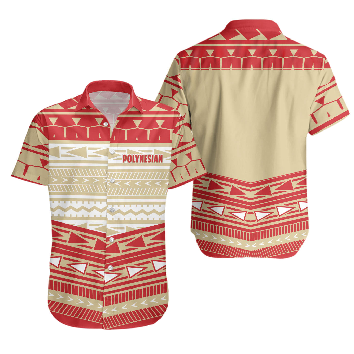 Polynesian Short Sleeve Shirt Polynesian Pattern - Red Style