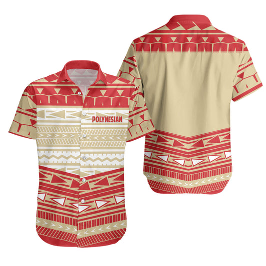 Polynesian Short Sleeve Shirt Polynesian Pattern - Red Style