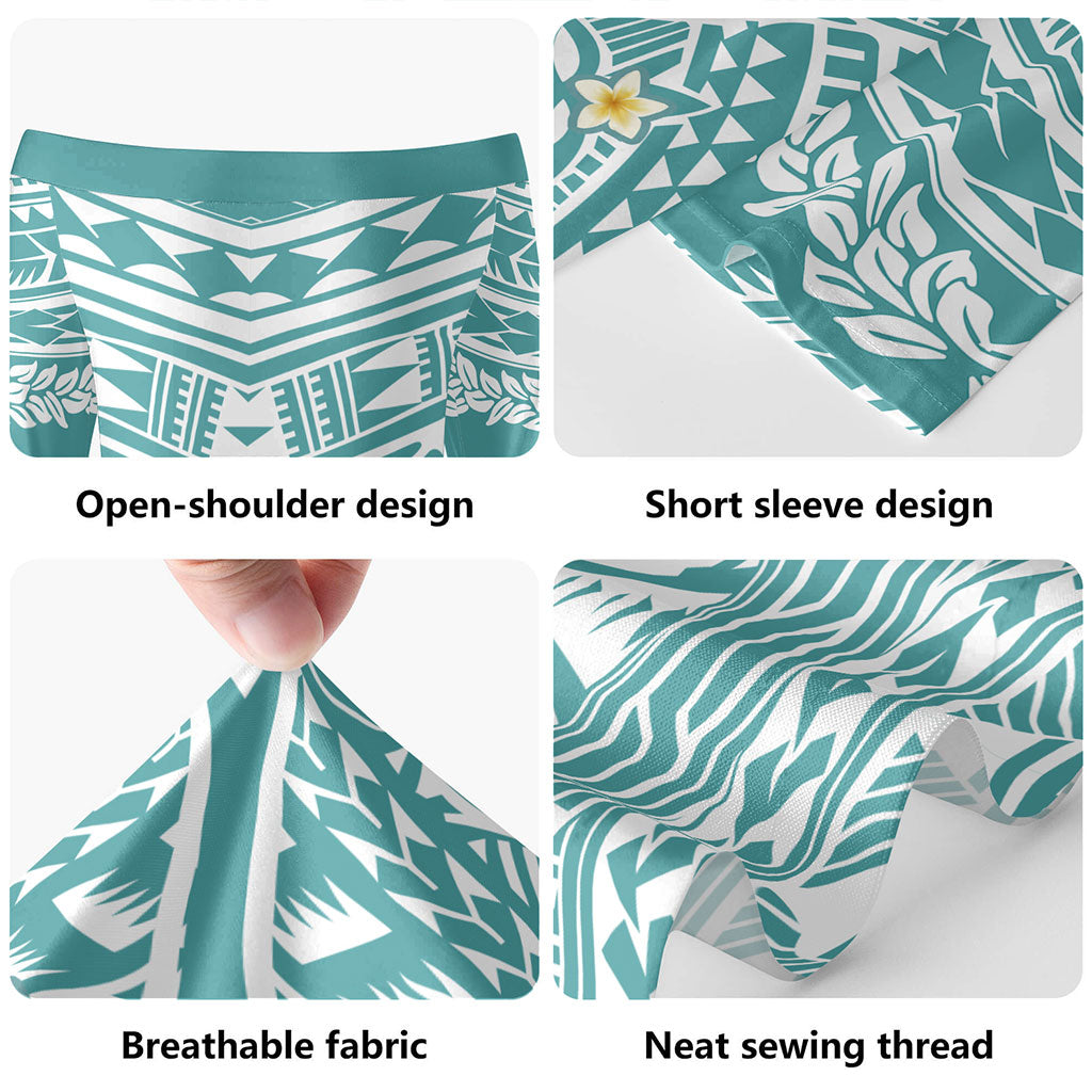 Hawaii Short Sleeve Off The Shoulder Lady Dress Polynesian Little Plumeria