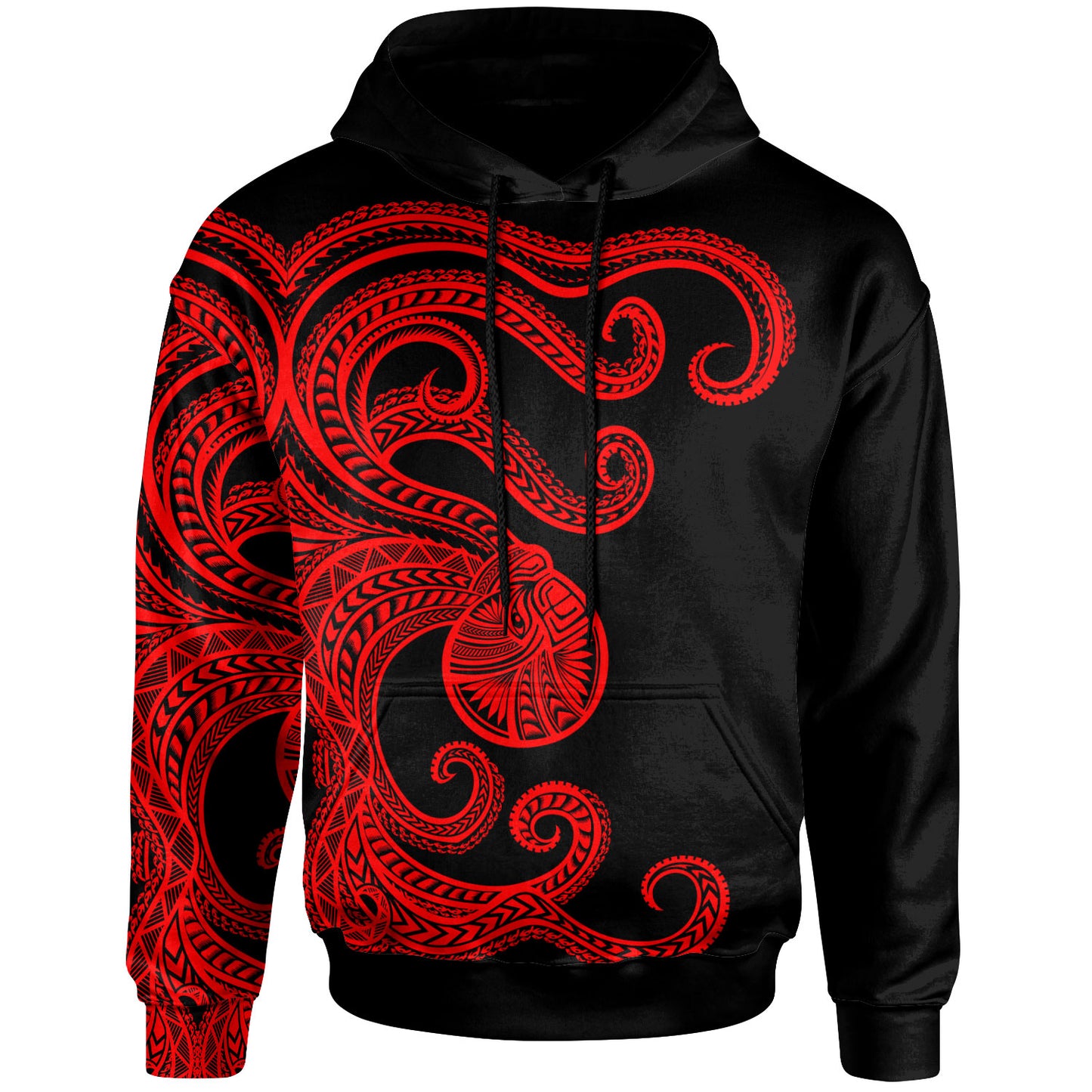 Polynesian Octopus Hoodie Red Color