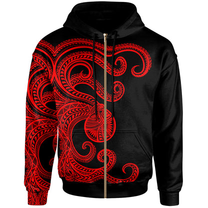 Polynesian Octopus Hoodie Red Color