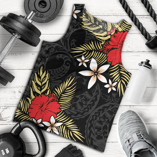 Polynesian Tank Top Hibiscus Plumeria Flowers Polynesian Tribal Motif Patterns